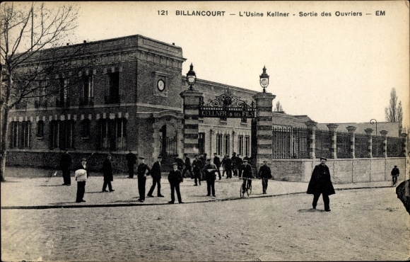 Postcard Billancourt Hauts de Seine, The Kellner Factory, Exit of the Workers