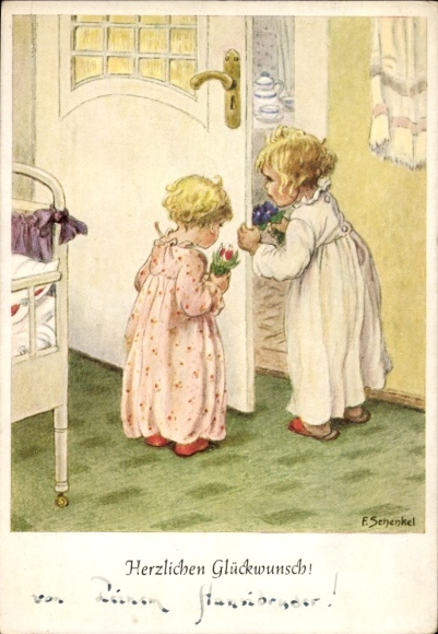Artist Postcard Schenkel, Franziska, Congratulations, Children