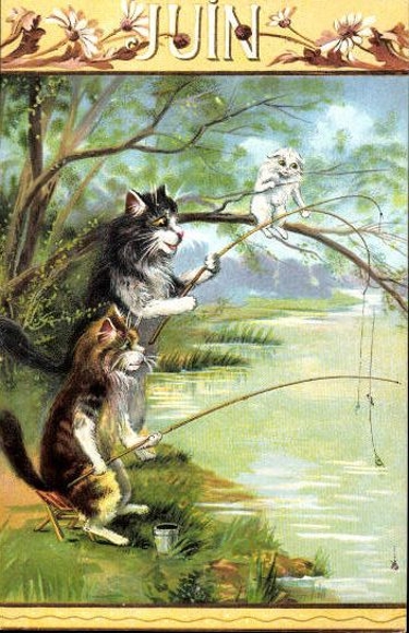 Set of 12 Artist AK Cats, Months, French Series