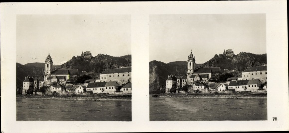 Stereoskopowe zdjęcie przestrzenne „Odrodzenie Wielkich Niemiec”, nr 76, miejsce i ruina Dürnstein