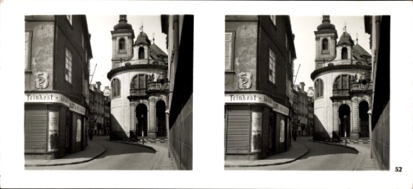 Zdjęcie stereo Praha Praga, Stare Miasto, Karlsgasse, Dom Złotego Węża