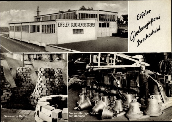 Ak Brockscheid in Rheinland Pfalz, Eifeler Glockengiesserei, gemauerte Kerne, Glocken, Arbeiter