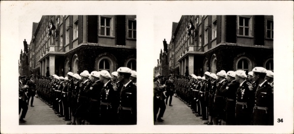 Stereo spatial image photo of the Greater Germany Party Congress No. 34 Reich Youth Leader, Japan. and Bulgarian. youth