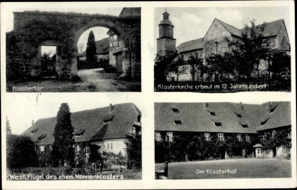 KP Lippoldsberg Wahlsburg Weserbergland, brama klasztorna, kościół klasztorny zbudowany w XII wieku