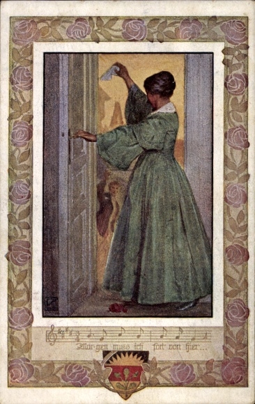 Passepartout Song Postcard Floriangasse 39, woman says goodbye to her boyfriend