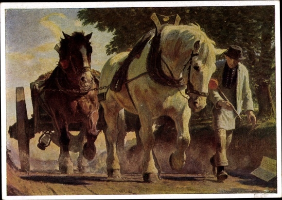Künstler Ak Junghanns, Jul. P., Berg an, Zugpferde, HDK 263