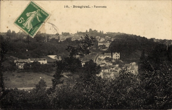 Ak Bougival Yvelines, Panoramablick, Häuser, Bäume, Stempel 5 Francs, 