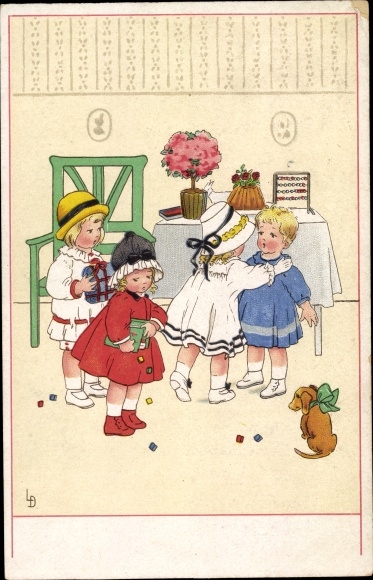 Artist Postcard Döring, Lia, The Hero of the Day, Happy Birthday, Cake Board, Meissner and Book