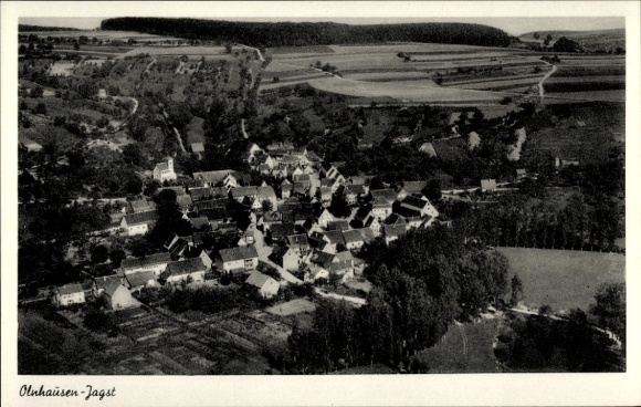 Postcard Olnhausen Jagsthausen an der Jagst Württemberg, aerial photograph