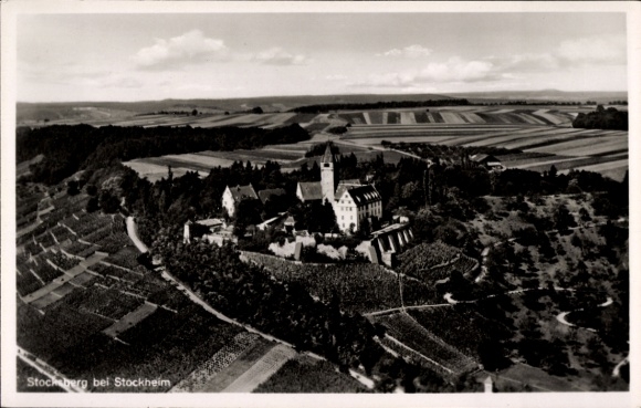 Postcard Stocksberg Beilstein in Württemberg, Stockheim, aerial photograph
