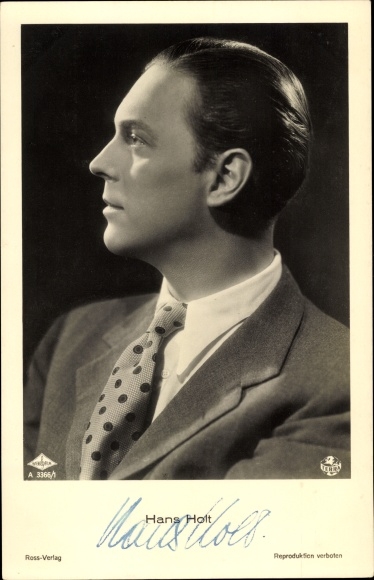 Ak Schauspieler Hans Holt, Portrait im Profil, Autogramm