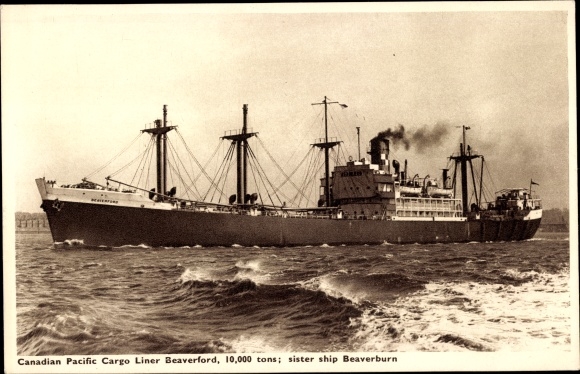 Ak Canadian Pacific Ships, transportstoomboot Beaverford, vrachtschip
