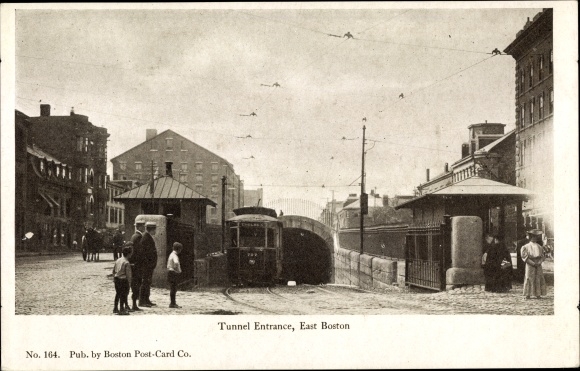 Postcard Boston Massachusetts USA, Tunnel Entrance, Tram