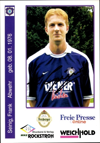 Autogrammkarte Fußballer Frank Seinig, FC Erzgebirge Aue, Autogramm
