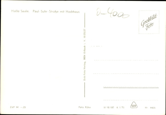 Postcard Halle an der Saale, Paul Suhr Street, high-rise