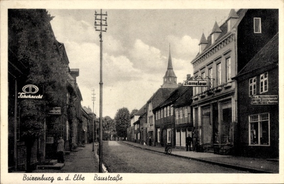 Postcard Boizenburg an der Elbe, Baustraße, shops, Ramelow