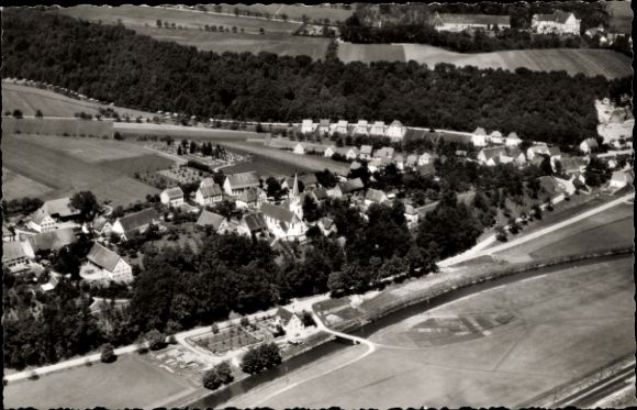 Postcard Warthausen in Baden Württemberg, aerial photo
