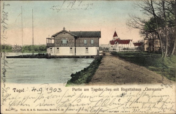Postcard Berlin Reinickendorf Tegel, Lake Tegel, Regattahaus Germania