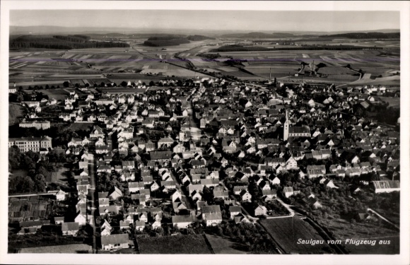 Postcard Bad Saulgau in Upper Swabia, aerial photograph