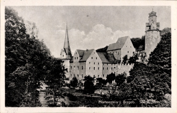 Postcard Stein Hartenstein in Saxony, Stein Castle