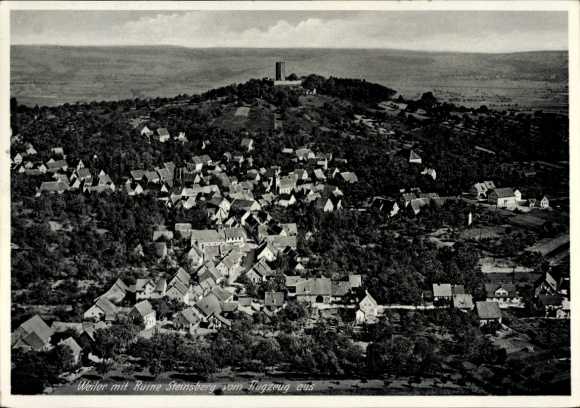 Picture of the village of Sinsheim in Baden, Steinsberg Castle, aerial photograph