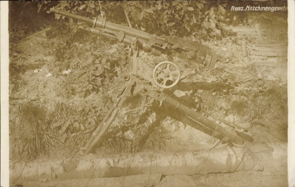 Foto Ak Kriegsbeute, Maschinengewehr aus Frankreich