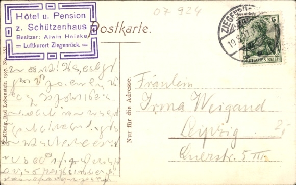Postcard Ziegenrück on the Saale, view from the Pohlmannsbank