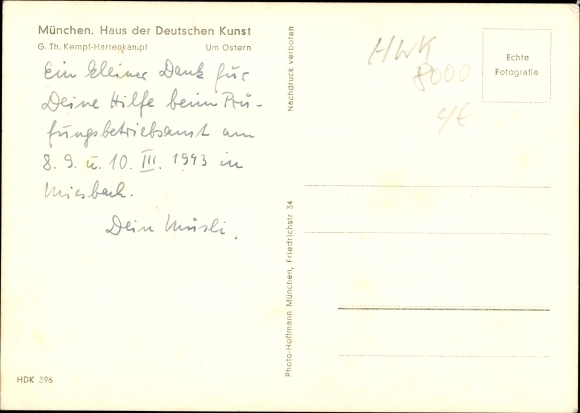 Artist PC Kempf Hartenkampf, G. Th., around Easter, HDK 396