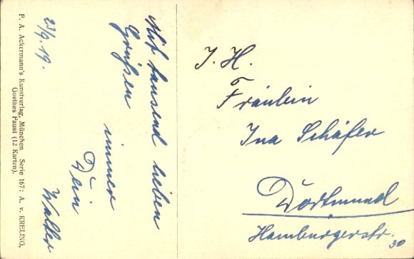 Ak Altfriedstein Niederlößnitz Radebeul, A. v. KRELING Goethe's Faust VII, Gretchen aan het spinnewiel