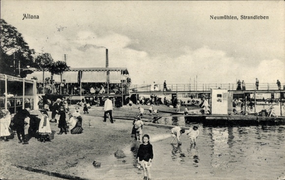 Postcard Hamburg Altona Neumühlen Oevelgönne, beach life