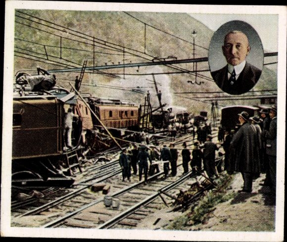 Collector's picture The Post-War Period No. 76, April 1924 Dr. Carl Helfferich, Bellinzona train accident