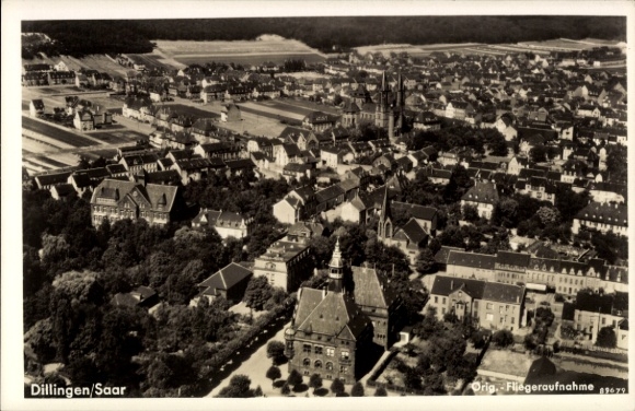 Postcard Dillingen in Saarland, aerial view of Dillingen, city view, buildings