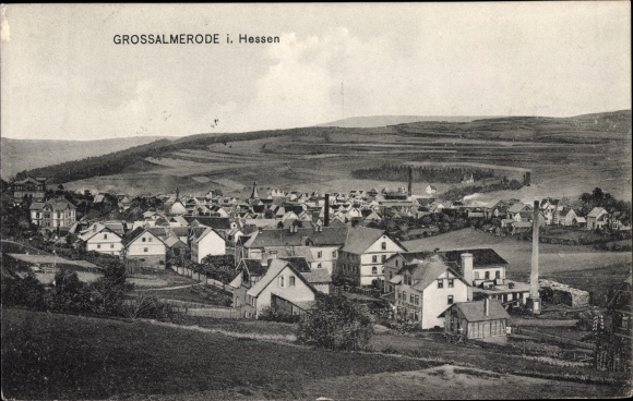 KP Großalmerode w Hesji, widok ogólny na miasto, osiedle, komin
