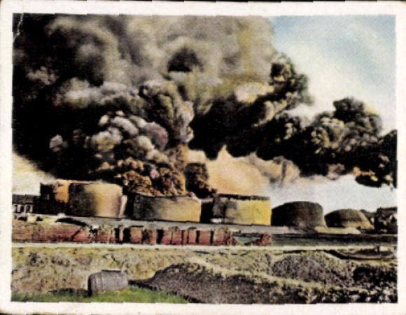 Collector's picture The World War 1916, The campaign against Romania No. 112 Burning petroleum tanks