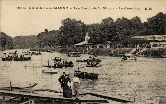 Ak Nogent sur Marne Val de Marne, Blick über die Marne, Boote, Canotage