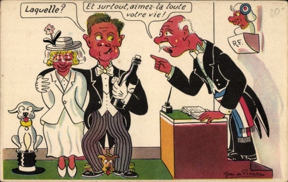 Artist Postcard Preissac, Which, and above all, love your whole life, Paar bei der Trauung, Hochzeit