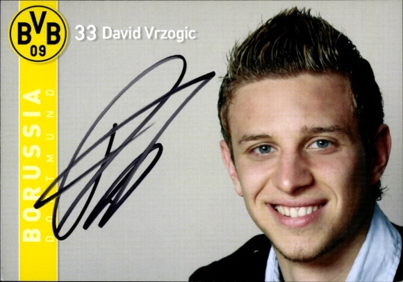 Autograph card footballer David Vrozigic, BVB 09, Borrussia Dortmund, autograph