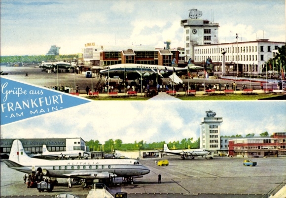 Postcard Frankfurt am Main, Rhein Main Airport, Lufthansa passenger aircraft
