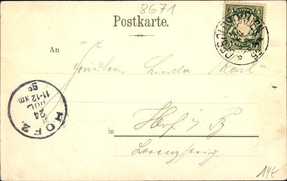 Passepartout Postcard Geroldsgrün in Bavaria, Forsthaus Langenau, vantage point Schwammerling