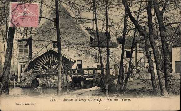 Ak Moulin de Jarcy Essonne, Vue sur l&#39;Yerres