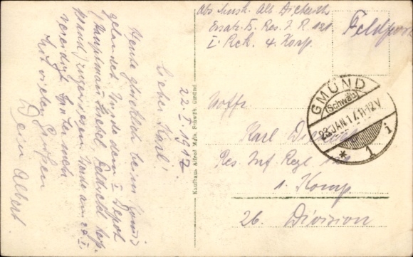 Postcard Schwäbisch Gmünd in the Ostalbkreis, view of the new barracks