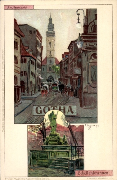 Artysta lito Stagura, Albert, Gotha Turyngia, Schellenbrunnen, Neumarkt