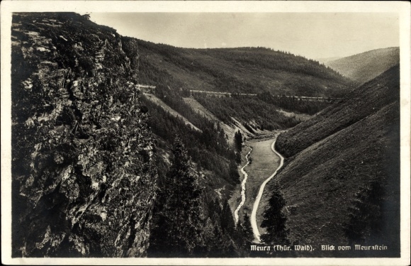 Postcard Meura in Thüringen, Blick vom Meurastein