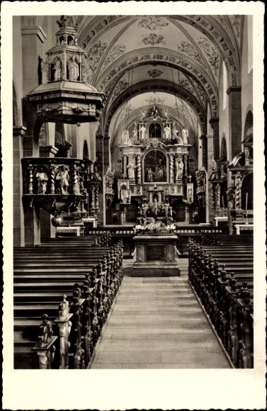 Postcard Steinfeld Kall in the Eifel, Salvatorian College monastery, old abbey church