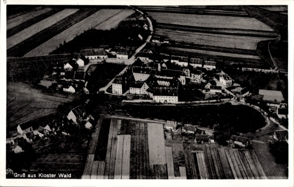 Ak Wald Hohenzollern, Kloster Wald, Fliegeraufnahme