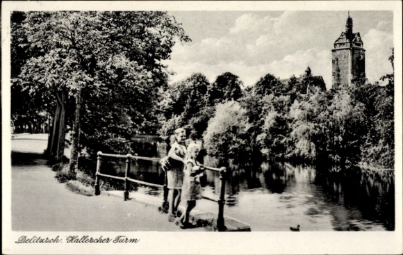 Ak Delitzsch in Sachsen, Hallescher Turm