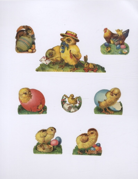 8 wafer Easter chicks with colorful eggs, approx. 6.5 x 10 cm to 3 x 3 cm