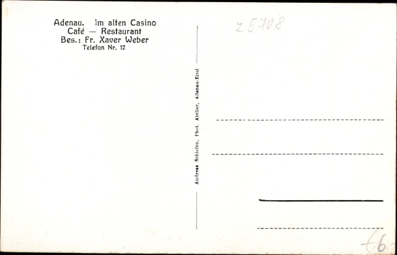 Postcard Adenau in the Eifel, Cafe Weber, observation tower, in the old casino, Nürburg Ring