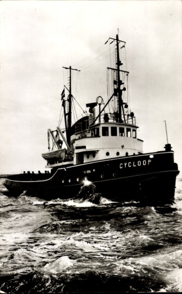 Postcard Cycloop, Dutch sea tug