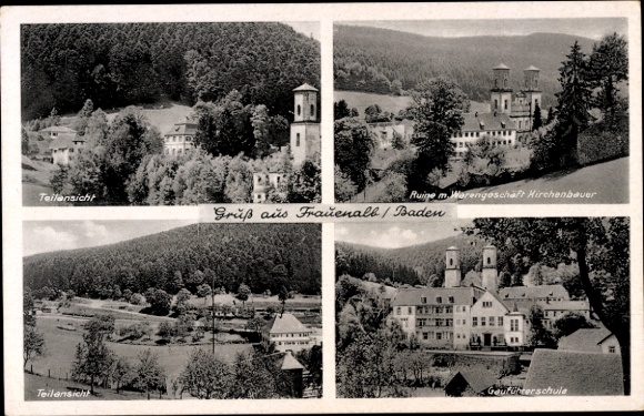 Postcard Frauenalb Schielberg Marxzell in the Black Forest, Frauenalb monastery ruins